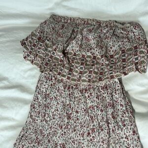 Japna Wide Leg Romper Floral Flare Strapless Smocked Jumpsuit